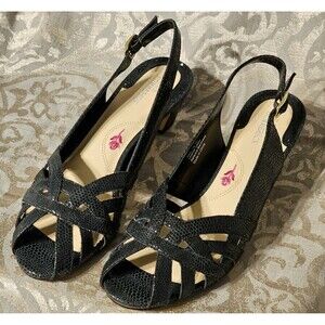 Ros Hommerson Pam Lizard Print Slingback Woman Dress Sandal Size 7 Narrow